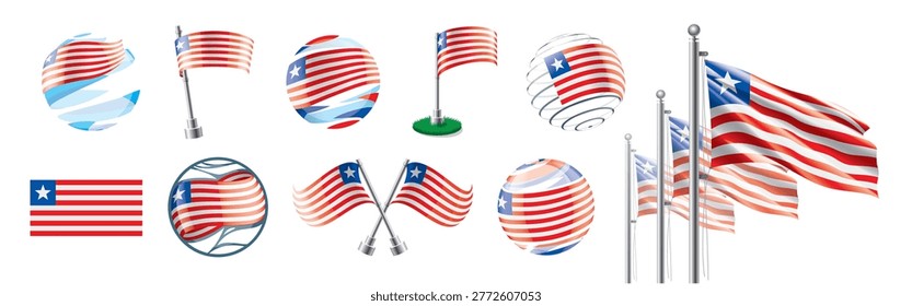 A set of vector Liberian flags of different designs