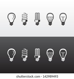 Set of Vector Light Bulbs Icons