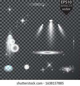 Set of vector light effects. Radiance. Glow. shine. Glare.