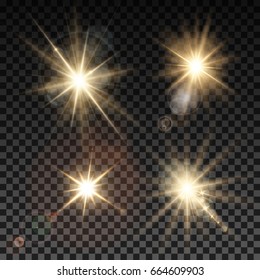 Set of vector lighting sparks on transparent background