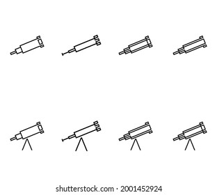 Set vector line art design of telescope symbol. use for logo, symbol, icon, template design, etc.