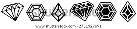 set vector Line art Diamonds icons. jewelry luxury symbols design