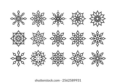 set of vector line art mandala icons 