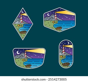 Conjunto de diseños al aire libre de arte de línea de Vector