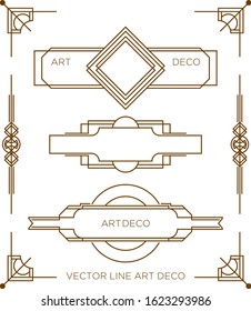 set vector line artdeco style element design