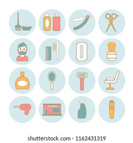 Set of vector line barber tools icons. Modern flat icons for web, print, mobile apps design
