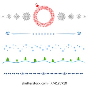 Set vector line border. Design element in Happy New Year or Merry Christmas style