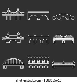 Set of vector line bridges icons for web, print, mobile apps design
