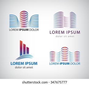 Set of vector line building logos, icons. Company, office, property identity