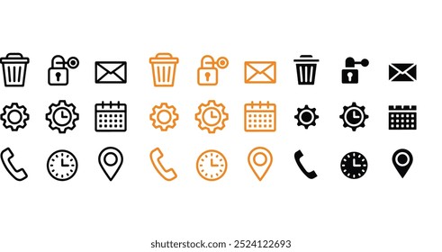 Set Vector Line Color Icons of Business