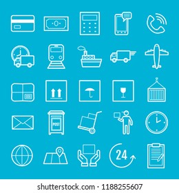 Set of vector line delivery icons for web, print, mobile apps design