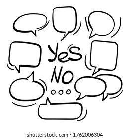 
Set of vector line drawn doodles messengers on a white background. Dialog boxes.