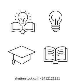 set of vector line education concept icons