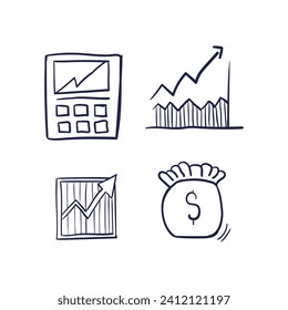 set of vector line financial concept icons