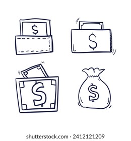 conjunto de iconos de concepto financiero de línea vector