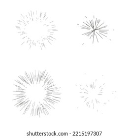 set of vector line  fireworks