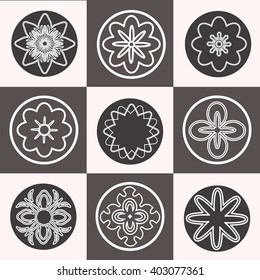 Set of Vector line flowers ,logo design in trendy linear and minimal style - floral and natural cosmetics concepts and alternative medicine symbols.6