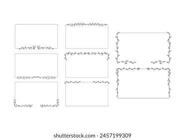 conjunto de marco de línea de Vector con hojas de planta de vid floral decoración borde