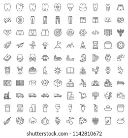 Set of vector line icon: business, medicine, food, service, work, holidays, clothes.