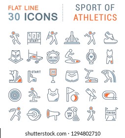 Set of vector line icon of sport of athletics for modern concepts, web and apps. 