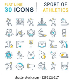 Set of vector line icon of sport of athletics for modern concepts, web and apps. 