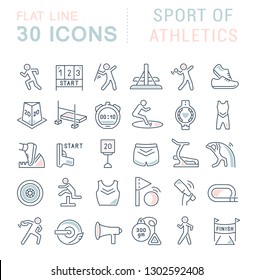 Set of vector line icon of sport of athletics for modern concepts, web and apps. 