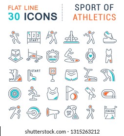 Set of vector line icon of sport of athletics for modern concepts, web and apps. 