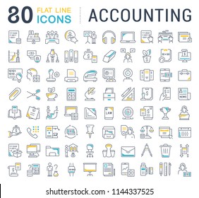 Set of vector line icons of accounting for modern concepts, web and apps. 