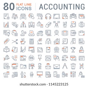 Conjunto de iconos de línea vectorial de contabilidad para conceptos modernos, web y aplicaciones. 