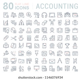 Set of vector line icons of accounting for modern concepts, web and apps. 