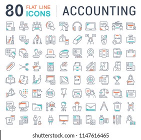 Set of vector line icons of accounting for modern concepts, web and apps. 