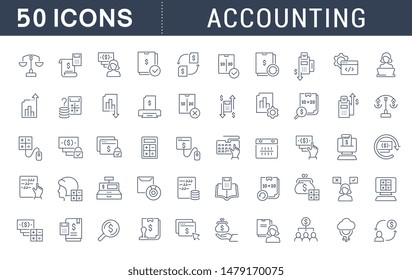 Set of vector line icons of accounting for modern concepts, web and apps.