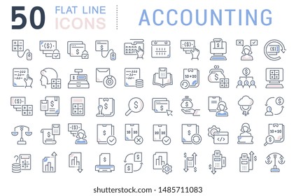 Set of vector line icons of accounting for modern concepts, web and apps.