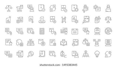 Set of vector line icons of accounting for modern concepts, web and apps.
