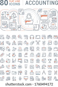 Set of vector line icons of accounting for modern concepts, web and apps. 