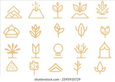 Set of vector line icons for agriculture and gardening. Collection of linear icons for your design.