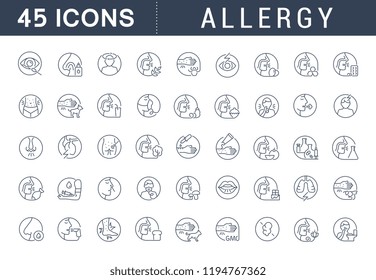 Set of vector line icons of allergy for modern concepts, web and apps.