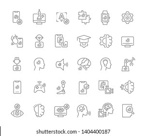 Set of vector line icons of artificial intelligence for modern concepts, web and apps. Set of vector line icons of artificial intelligence for modern concepts, web and apps.