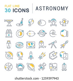 Set of vector line icons of astronomy for modern concepts, web and apps.