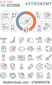 Set of vector line icons of astronomy for modern concepts, web and apps.
