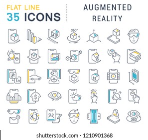 Set of vector line icons of augmented reality for modern concepts, web and apps.