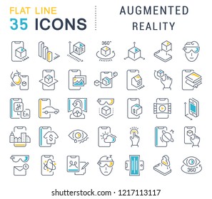 Set of vector line icons of augmented reality for modern concepts, web and apps.