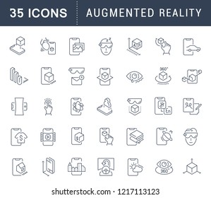 Set of vector line icons of augmented reality for modern concepts, web and apps.