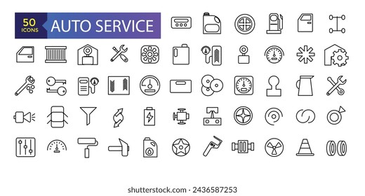 Set vector line icons with Auto Service, auto repair and transport with elements for mobile concepts and web apps.