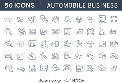 Set of vector line icons of automobile business for modern concepts, web and apps. 