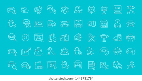 Set of vector line icons of automobile business for modern concepts, web and apps. 