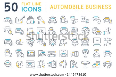 Set of vector line icons of automobile business for modern concepts, web and apps. 