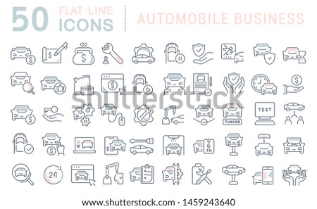 Set of vector line icons of automobile business for modern concepts, web and apps. 
