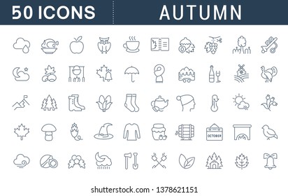 Set of vector line icons of autumn for modern concepts, web and apps.