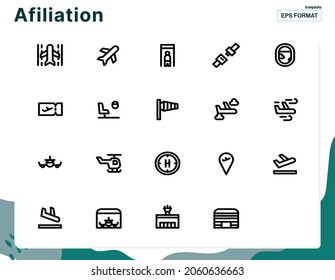 Set of vector line icons of aviation for modern concepts, digital, website, apps, and ads.